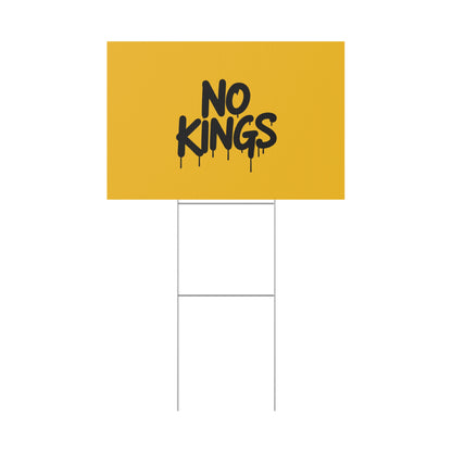 Yellow Spray Paint No Kings Protest Yard Sign