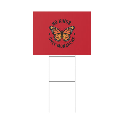 Red No Kings Only Monarchs Yard Sign