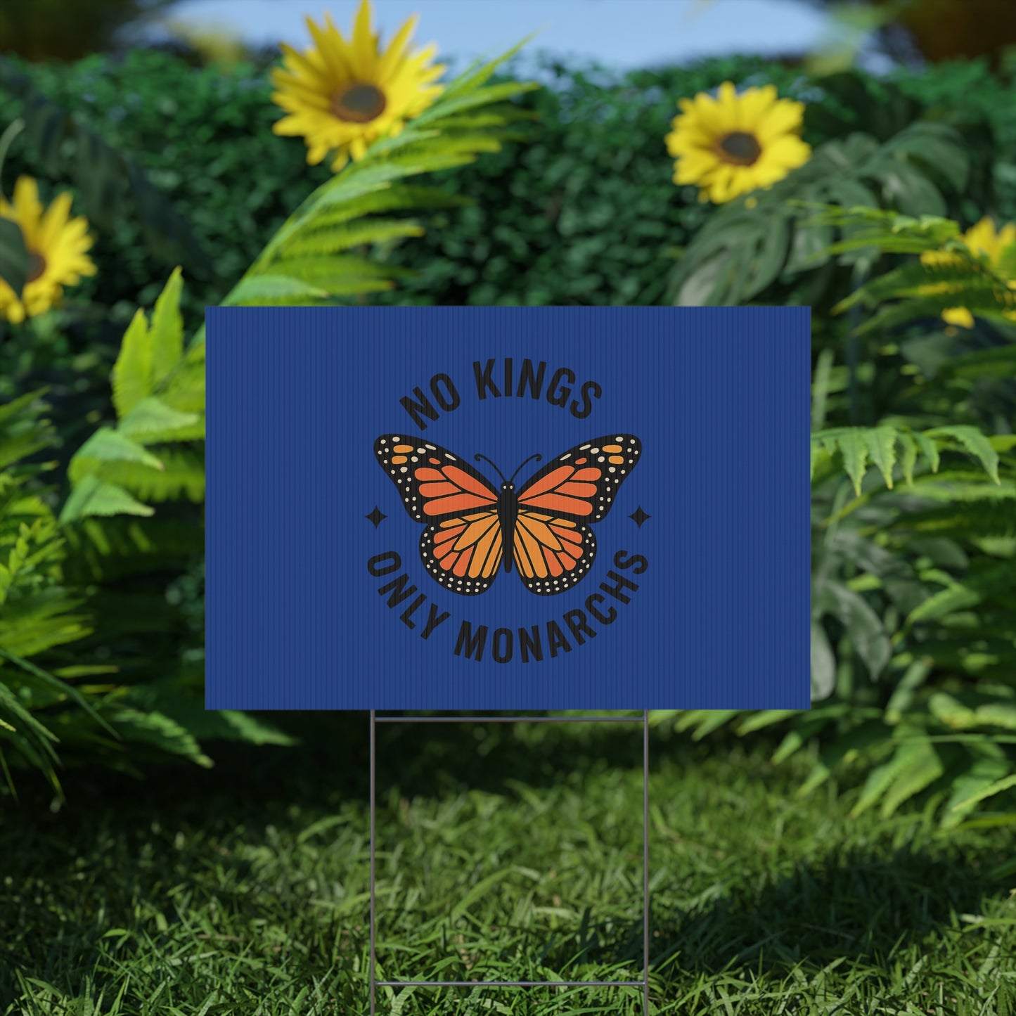Dark Blue No Kings Only Monarchs  Yard Sign, No Kings Since 1776, Holiday Decoration, Lawn Decor for July 4th, Independence Day Sign, Political Statement Sign
