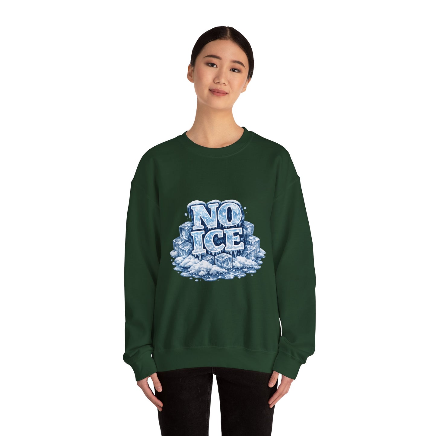 No ICE Crewneck Sweatshirt — Retro Iced Typography Graphic Sweatshirt