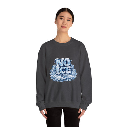 No ICE Crewneck Sweatshirt — Retro Iced Typography Graphic Sweatshirt