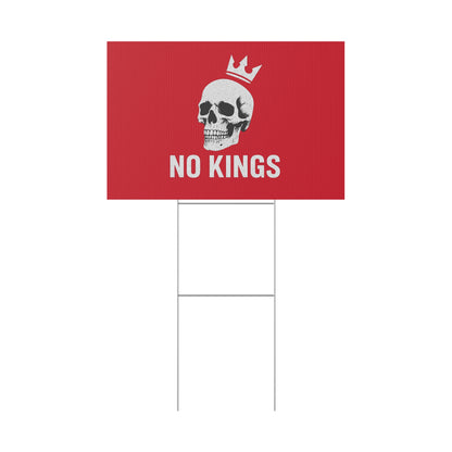 Dark Red Yard Sign - 'No Kings' Design