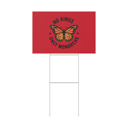 Red No Kings Only Monarchs Yard Sign