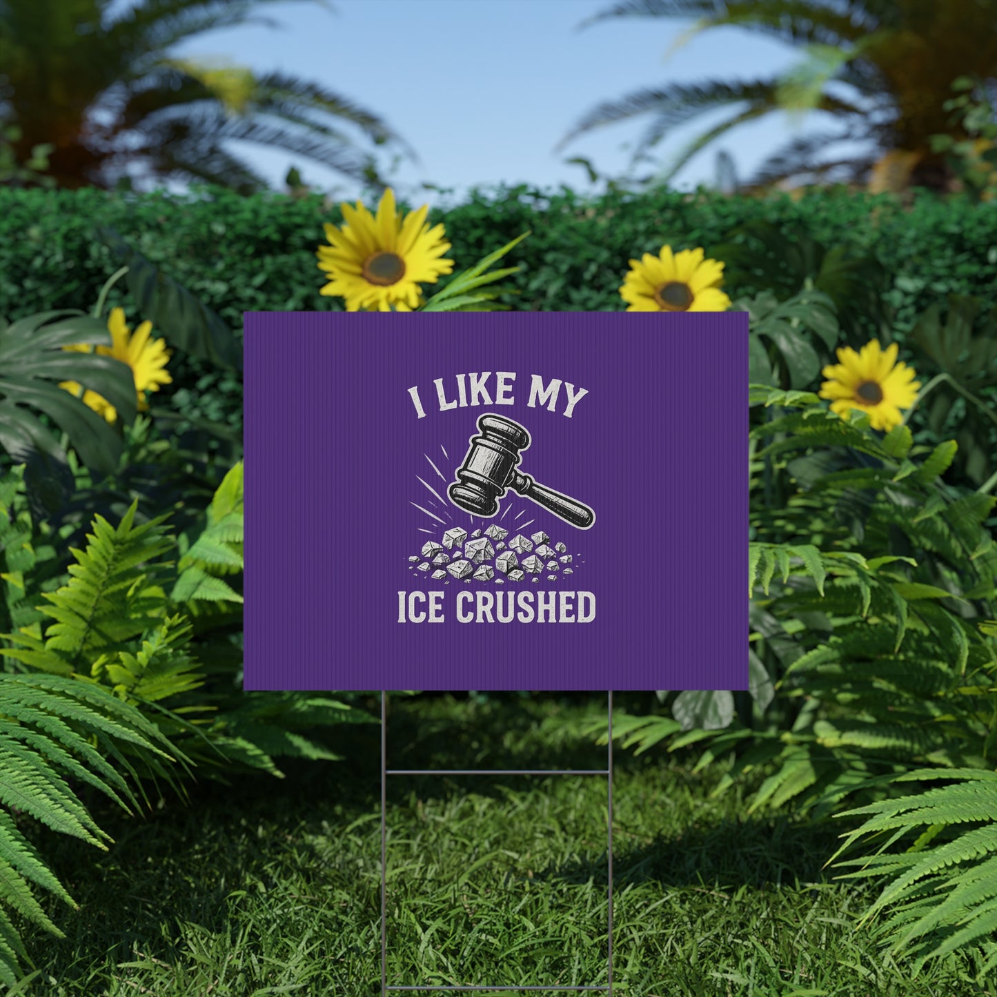 Dark Purple Crushed ICE Protest Yard Sign