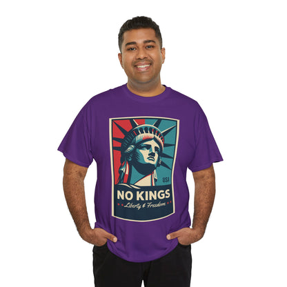 Statue of Liberty Tee - No Kings, Unisex Heavy Cotton T-Shirt, Freedom Shirt, Patriotic Apparel for Celebrations, Gift for Enthusiasts