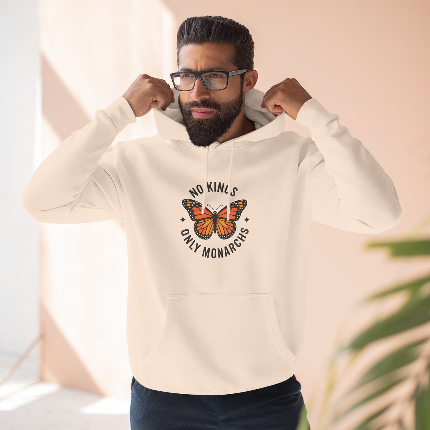 No Kings Only Monarchs Hoodie, Gift for Nature Lovers, Cozy Casual Wear, Perfect for Fall