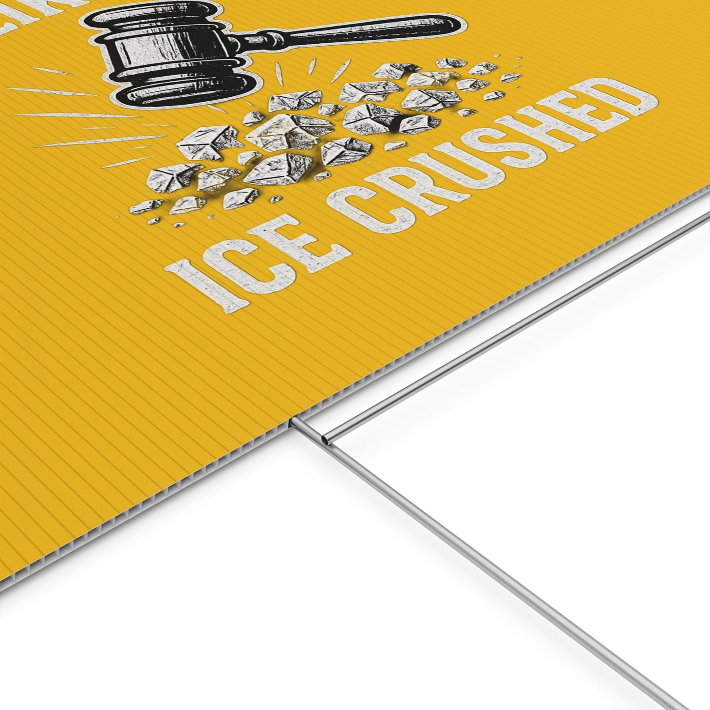 Yellow Crushed ICE Protest Yard Sign