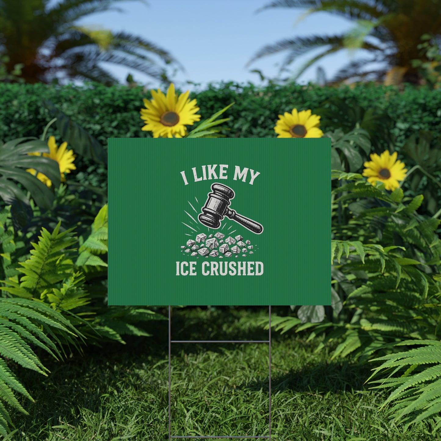 Dark Green Crushed ICE Protest Yard Sign