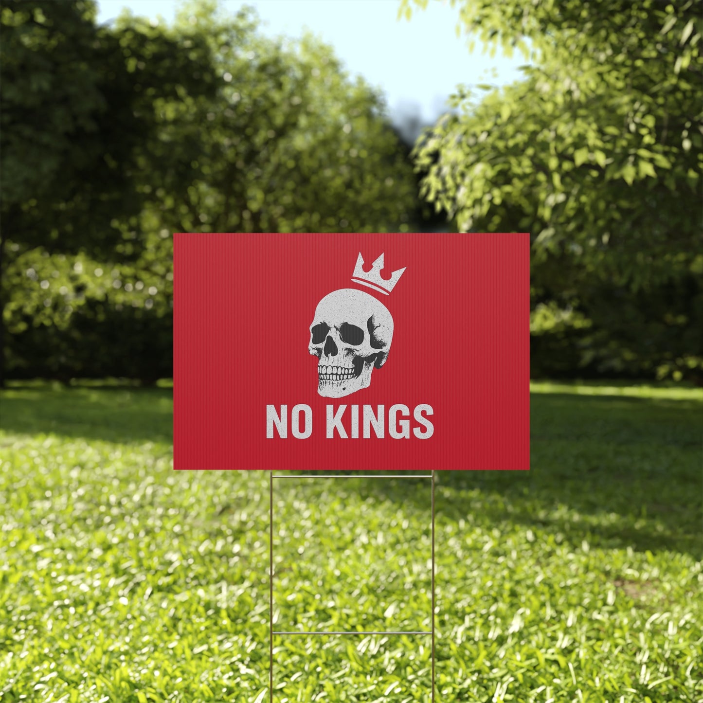 Dark Red Yard Sign - 'No Kings' Design