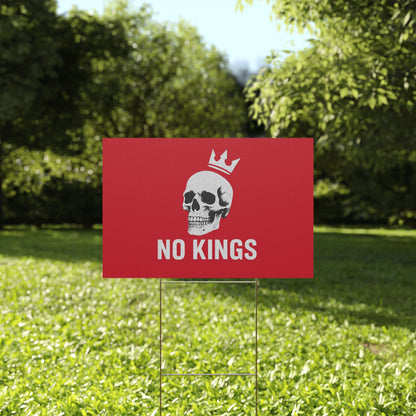Dark Red Yard Sign - 'No Kings' Design