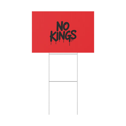 Red Spray Paint No Kings Protest Yard Sign