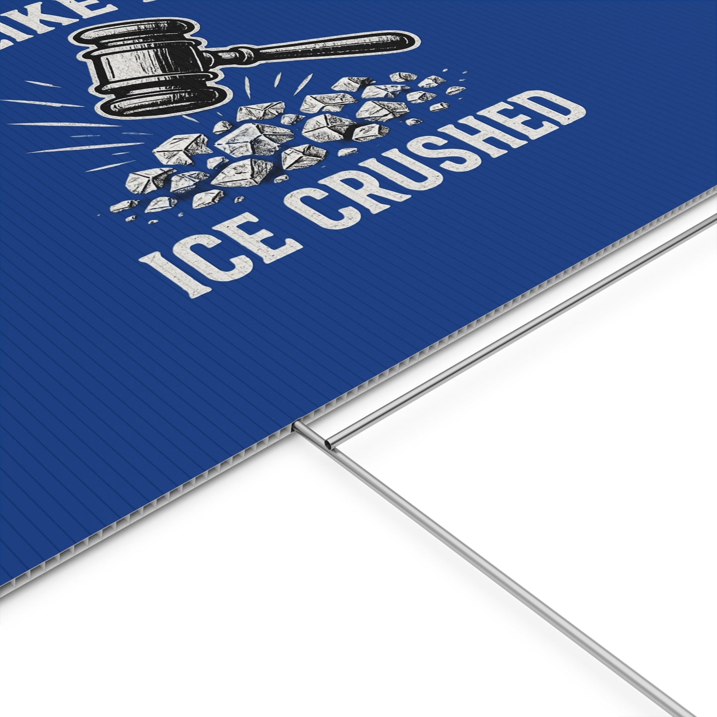 Dark Blue Crushed ICE Protest Yard Sign