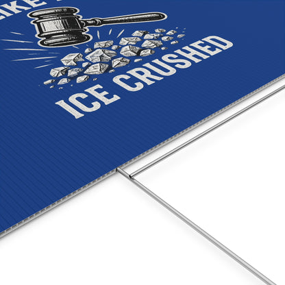 Dark Blue Crushed ICE Protest Yard Sign