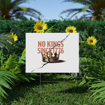 White No Kings  Yard Sign, No Kings Since 1776, Holiday Decoration, Lawn Decor for July 4th, Independence Day Sign, Political Statement Sign