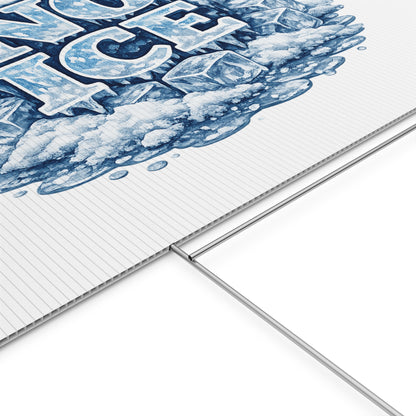 No ICE Plastic Yard Sign — Frosty 'No Ice' Iceberg Design Outdoor Lawn Sign