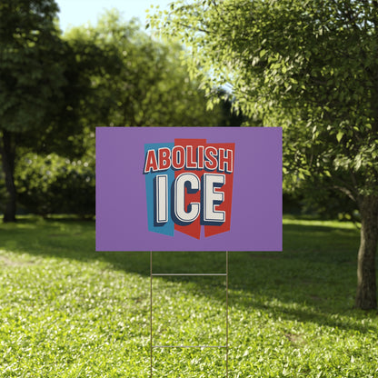Light Purple Abolish ICE Yard Sign