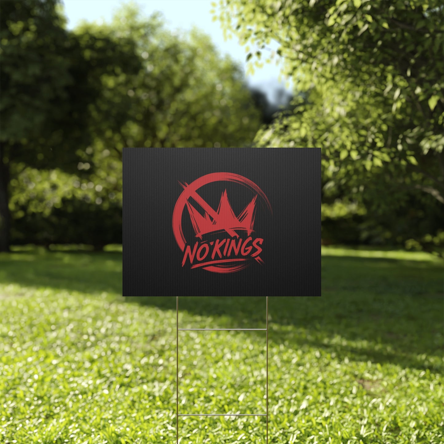 Black “No Kings” Protest Yard Sign