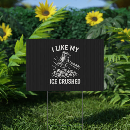 Black Crushed ICE Protest Yard Sign - protest shirt from No Kings Store