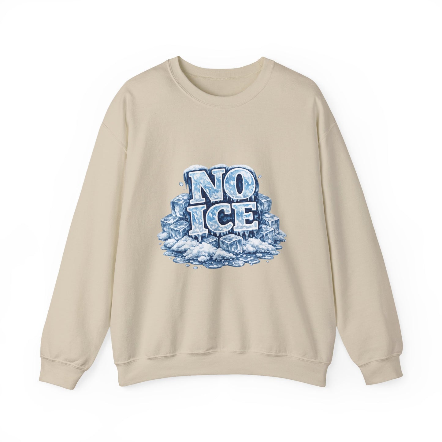 No ICE Crewneck Sweatshirt — Retro Iced Typography Graphic Sweatshirt