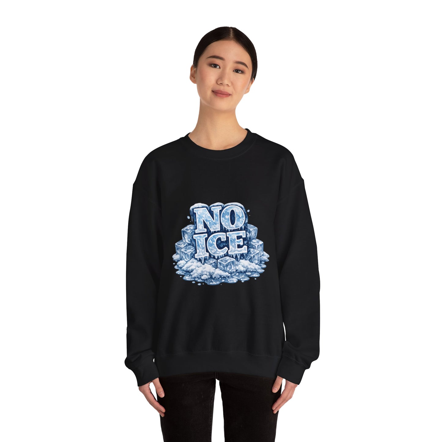 No ICE Crewneck Sweatshirt — Retro Iced Typography Graphic Sweatshirt