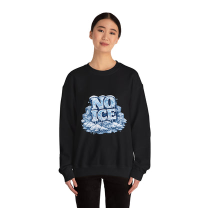 No ICE Crewneck Sweatshirt — Retro Iced Typography Graphic Sweatshirt