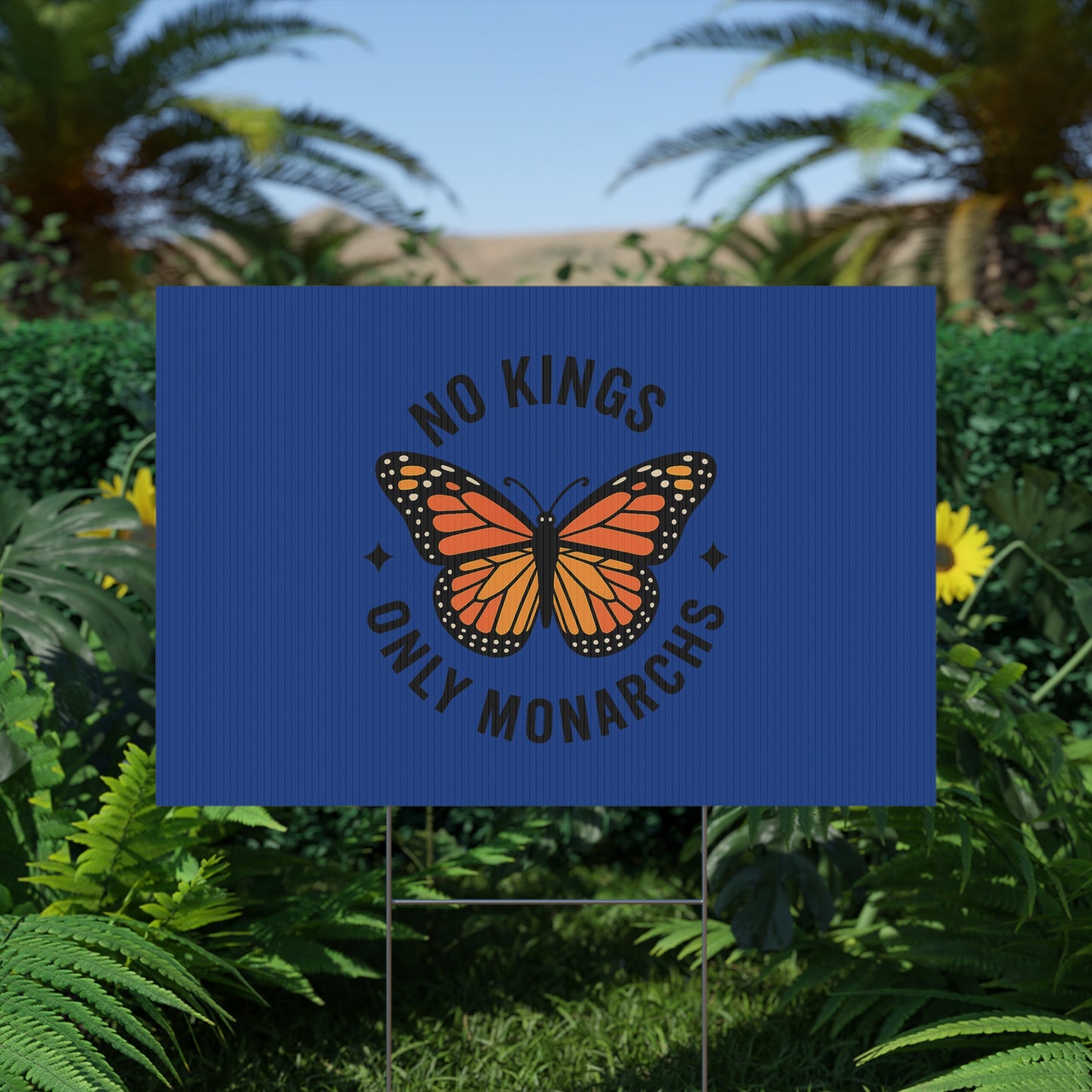 Dark Blue No Kings Only Monarchs  Yard Sign, No Kings Since 1776, Holiday Decoration, Lawn Decor for July 4th, Independence Day Sign, Political Statement Sign