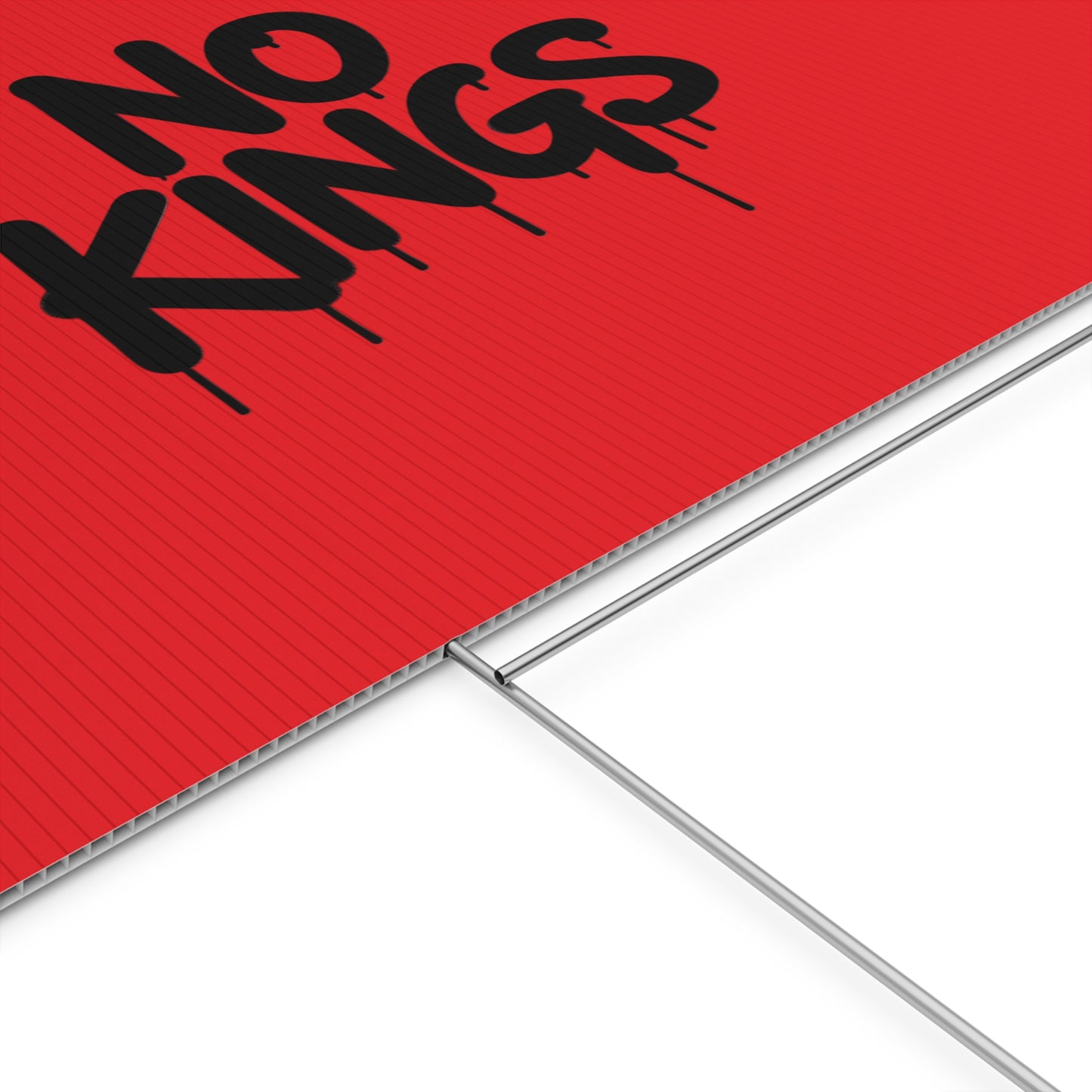 Red Spray Paint No Kings Protest Yard Sign
