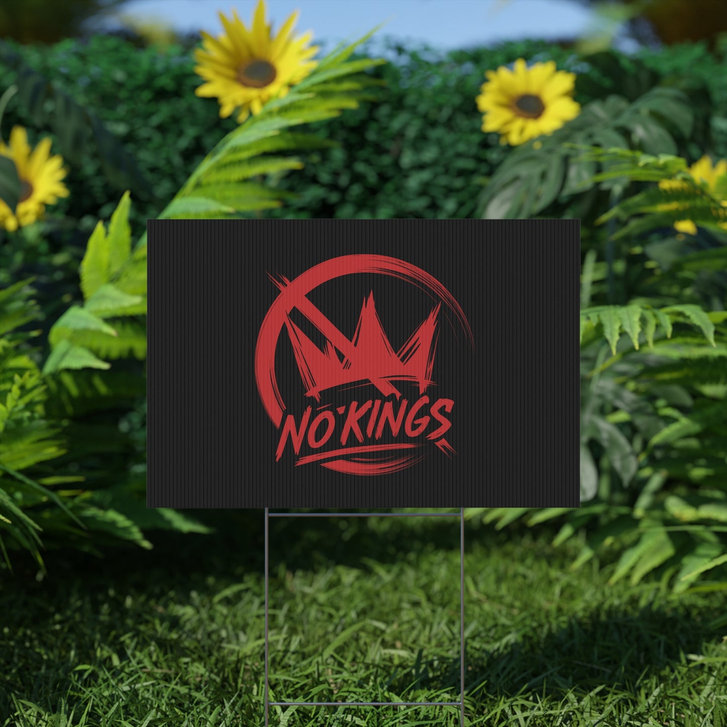 Black “No Kings” Protest Yard Sign