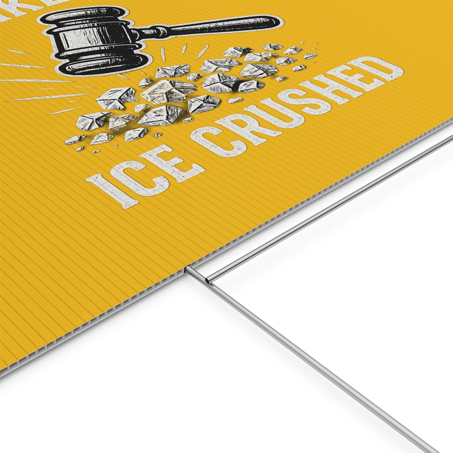 Yellow Crushed ICE Protest Yard Sign
