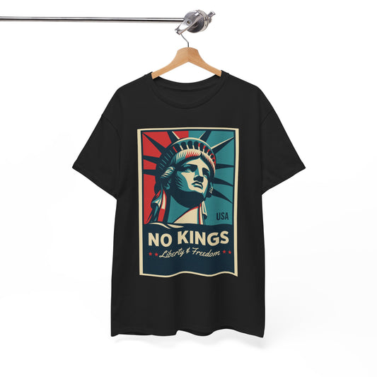 Statue of Liberty Tee - No Kings, Unisex Heavy Cotton T-Shirt, Freedom Shirt, Patriotic Apparel for Celebrations, Gift for Enthusiasts