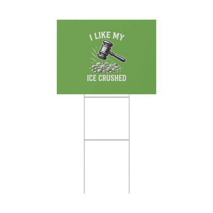 Light Green Crushed ICE Protest Yard Sign