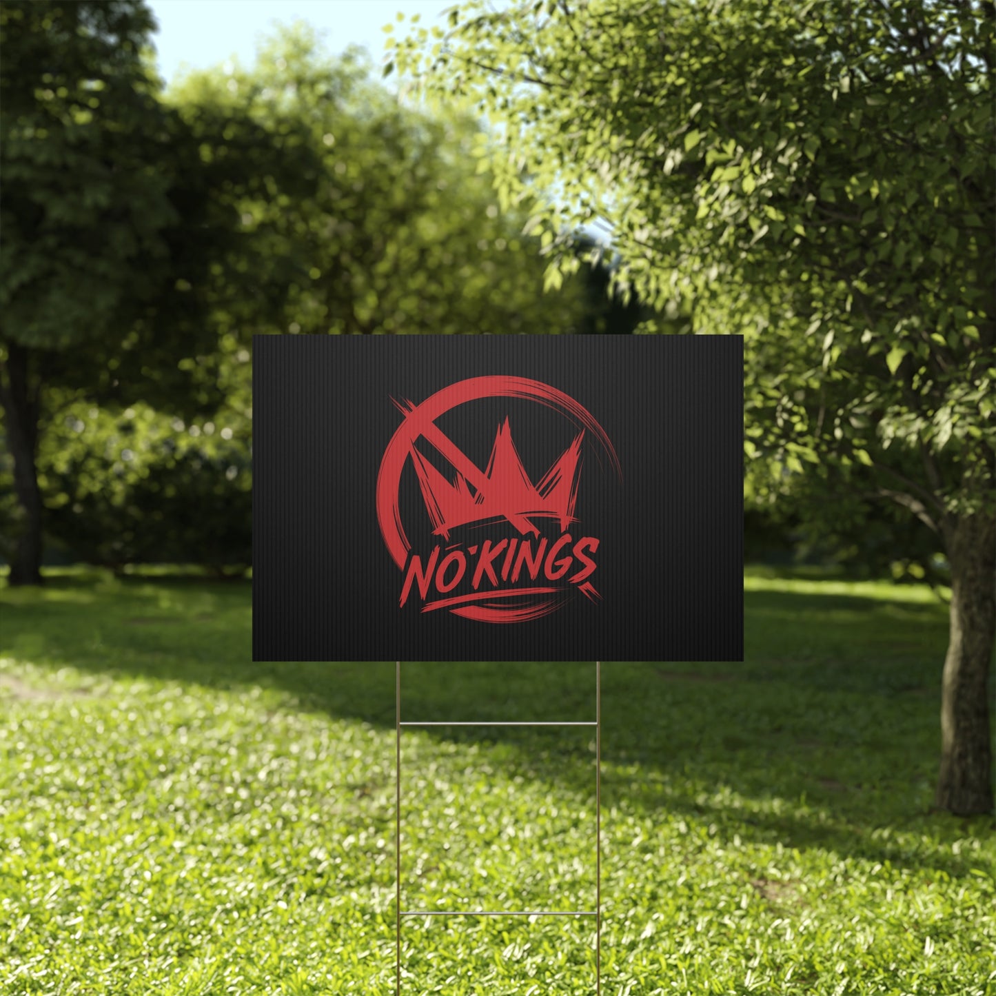 Black “No Kings” Protest Yard Sign