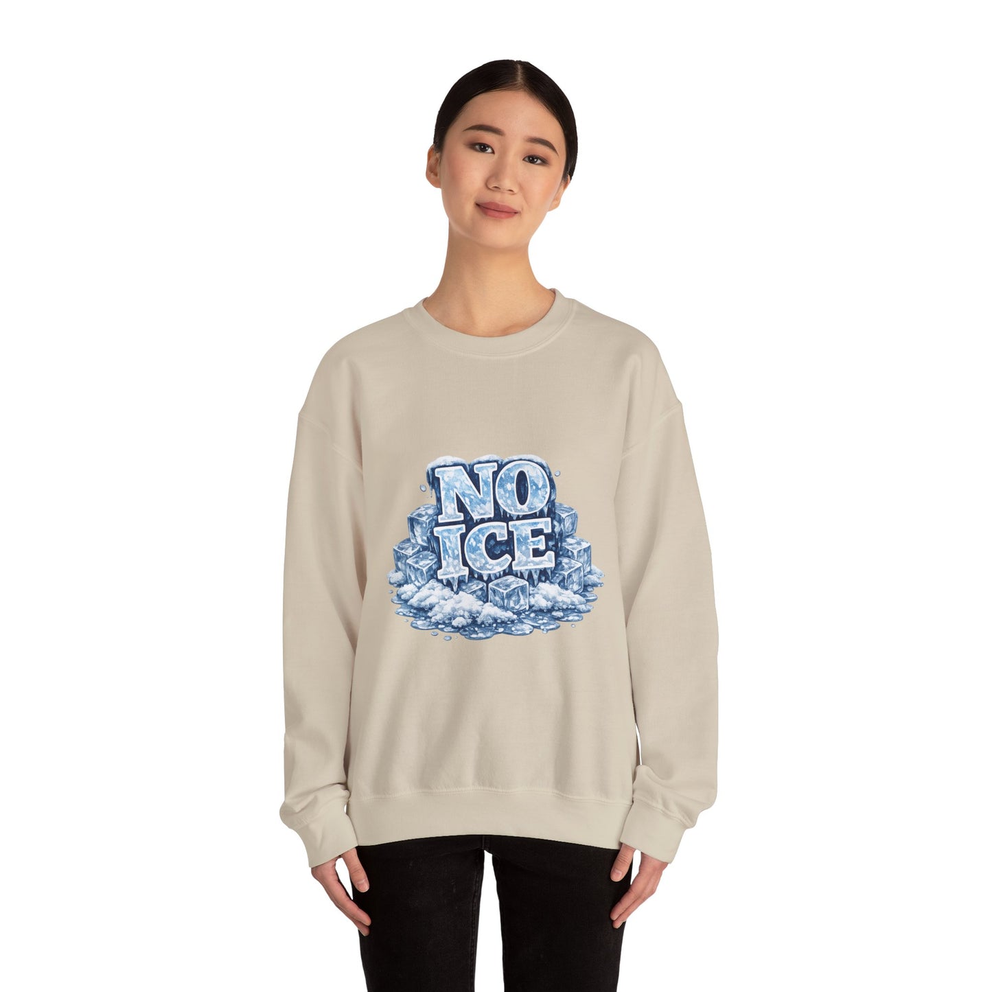 No ICE Crewneck Sweatshirt — Retro Iced Typography Graphic Sweatshirt