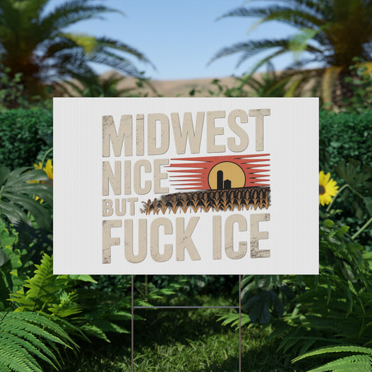 Midwest Nice But Fuck Ice Farmhouse Sunset Design - protest shirt from No Kings Store