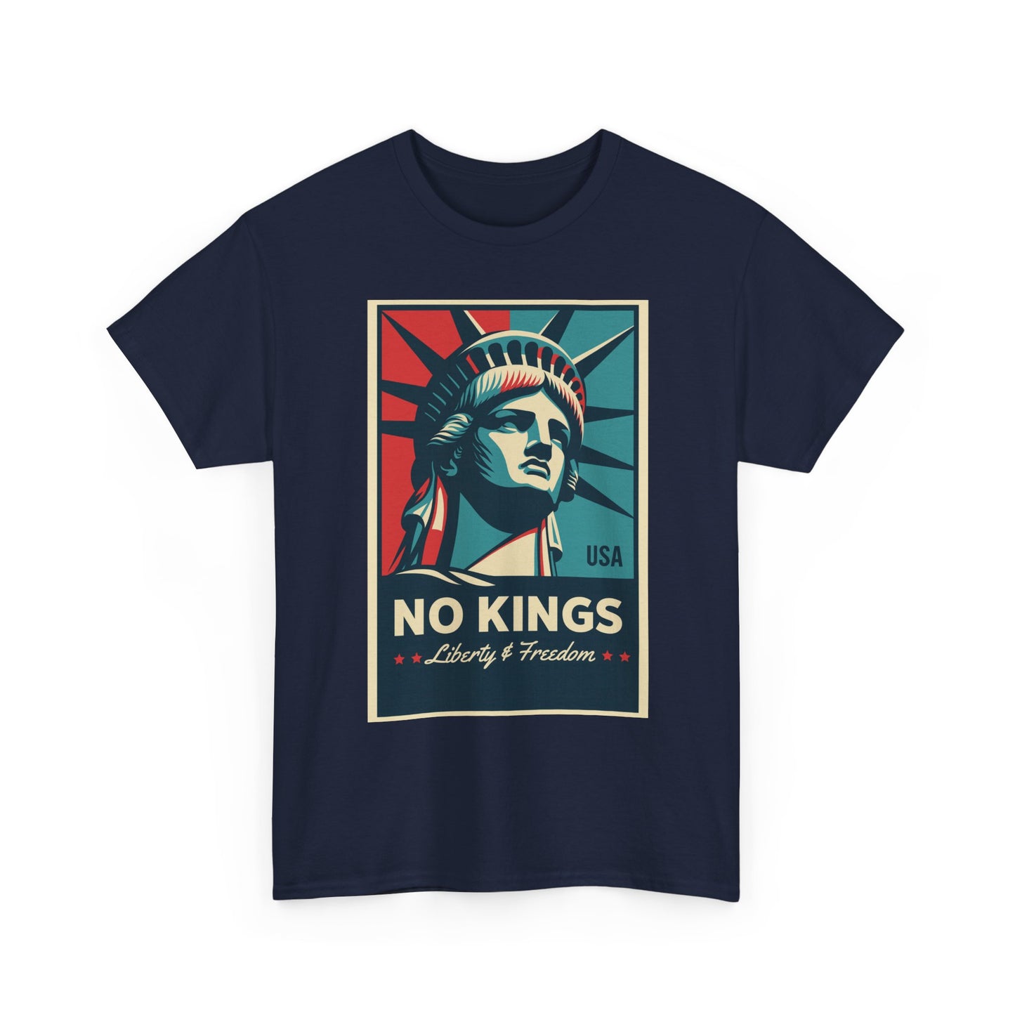Statue of Liberty Tee - No Kings, Unisex Heavy Cotton T-Shirt, Freedom Shirt, Patriotic Apparel for Celebrations, Gift for Enthusiasts