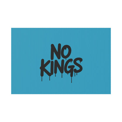 Turquoise Spray Paint No Kings Protest Yard Sign