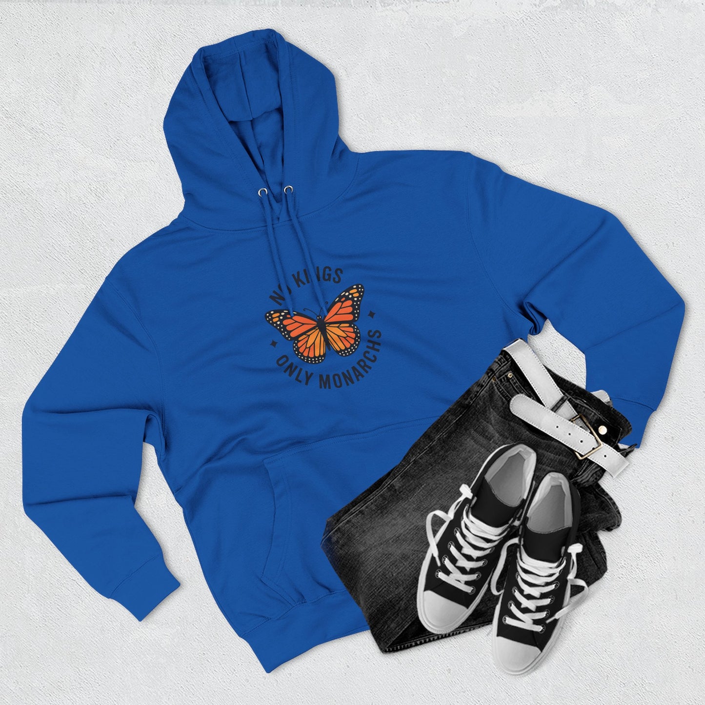 No Kings Only Monarchs Hoodie, Gift for Nature Lovers, Cozy Casual Wear, Perfect for Fall