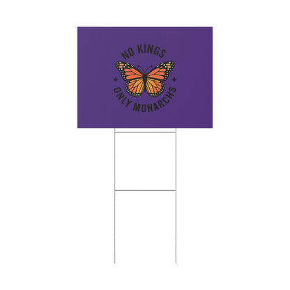 Purple No Kings Only Monarchs Yard Sign