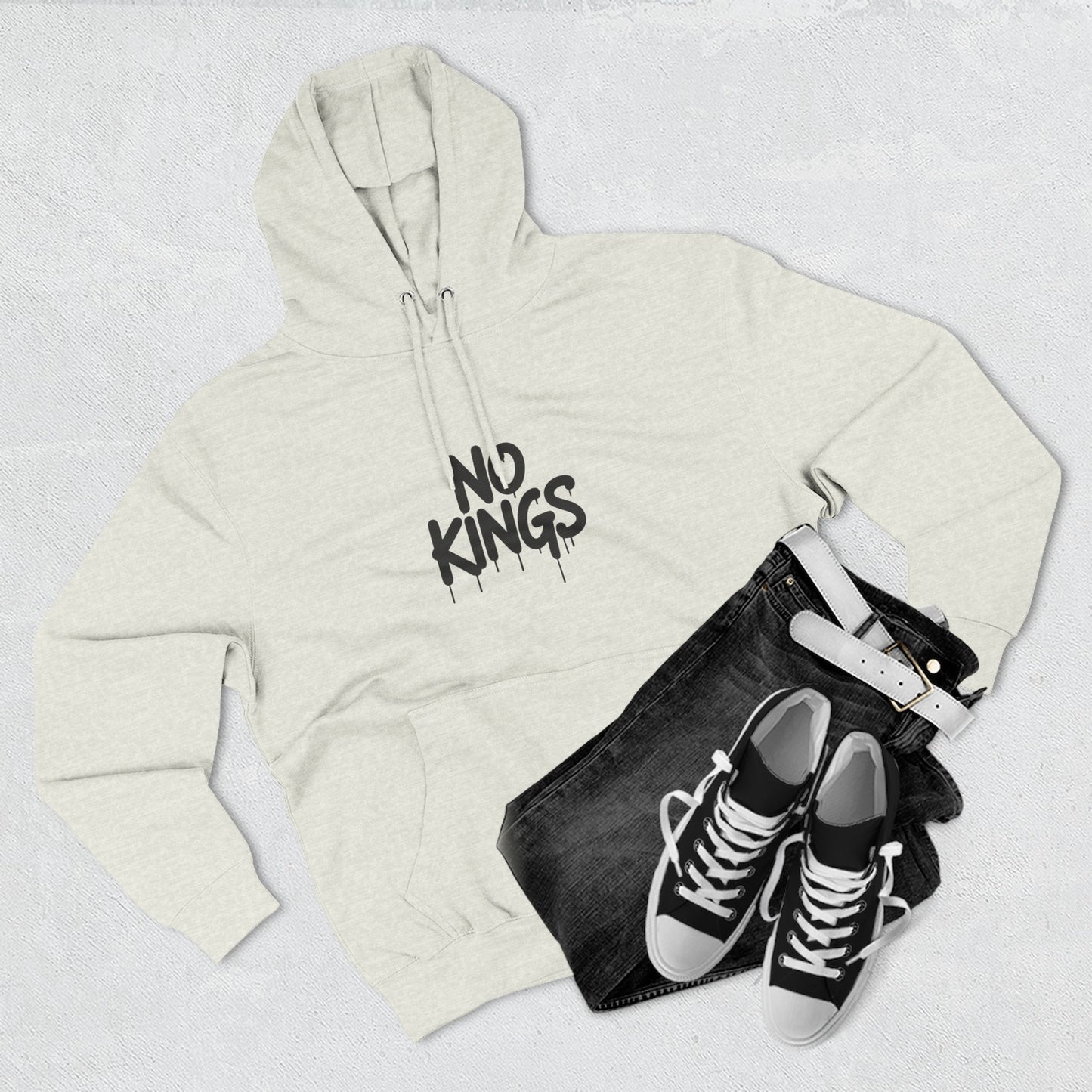 No Kings Spray Paint Protest Fleece Hoodie