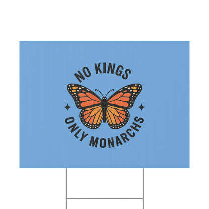 Light Blue No Kings Only Monarchs Yard Sign