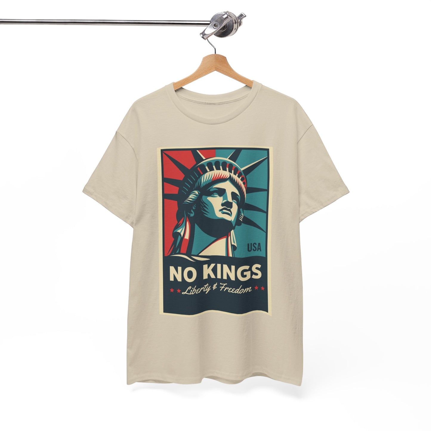 Statue of Liberty Tee - No Kings, Unisex Heavy Cotton T-Shirt, Freedom Shirt, Patriotic Apparel for Celebrations, Gift for Enthusiasts