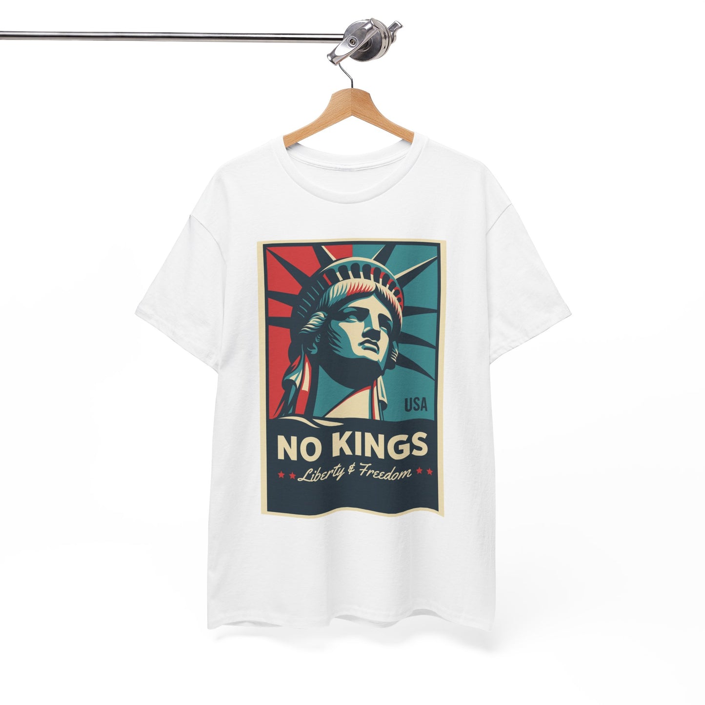 Statue of Liberty Tee - No Kings, Unisex Heavy Cotton T-Shirt, Freedom Shirt, Patriotic Apparel for Celebrations, Gift for Enthusiasts