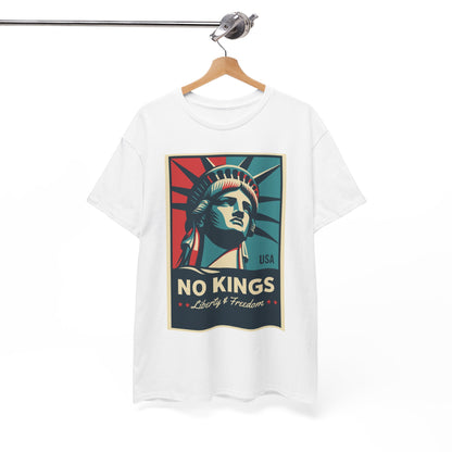 Statue of Liberty Tee - No Kings, Unisex Heavy Cotton T-Shirt, Freedom Shirt, Patriotic Apparel for Celebrations, Gift for Enthusiasts