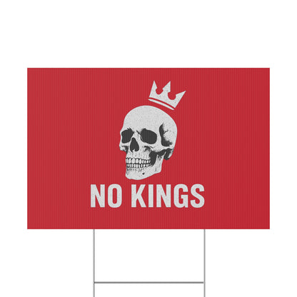 Dark Red Yard Sign - 'No Kings' Design