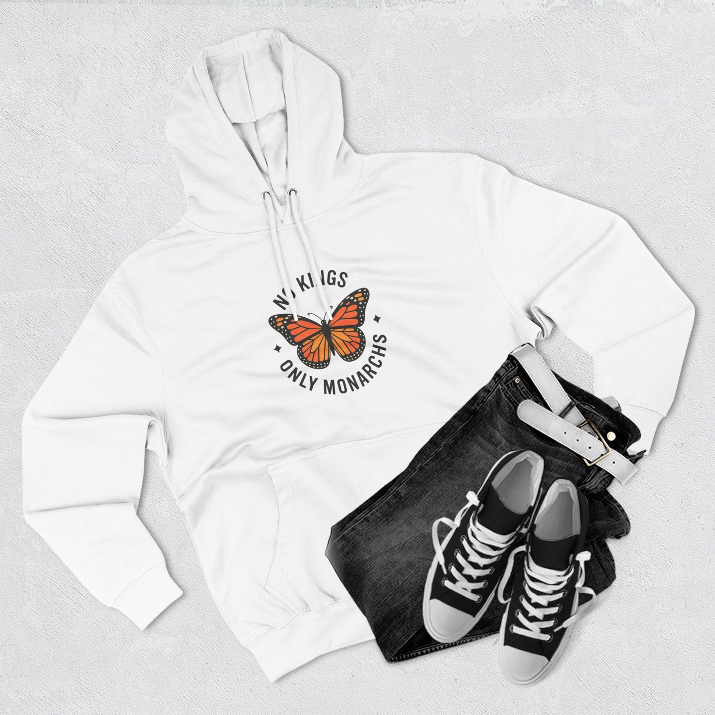 No Kings Only Monarchs Hoodie, Gift for Nature Lovers, Cozy Casual Wear, Perfect for Fall