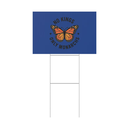 Dark Blue No Kings Only Monarchs Yard Sign