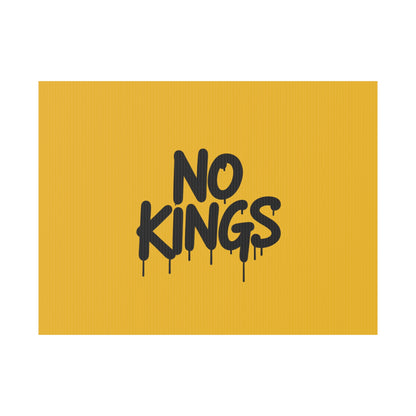 Yellow Spray Paint No Kings Protest Yard Sign