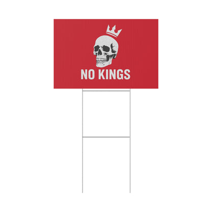 Dark Red Yard Sign - 'No Kings' Design