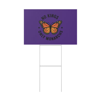 Purple No Kings Only Monarchs Yard Sign