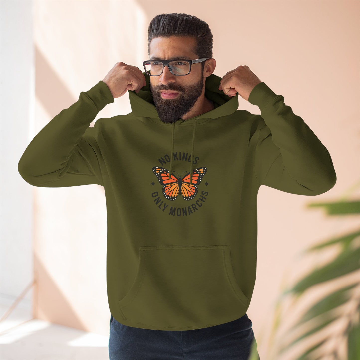 No Kings Only Monarchs Hoodie, Gift for Nature Lovers, Cozy Casual Wear, Perfect for Fall